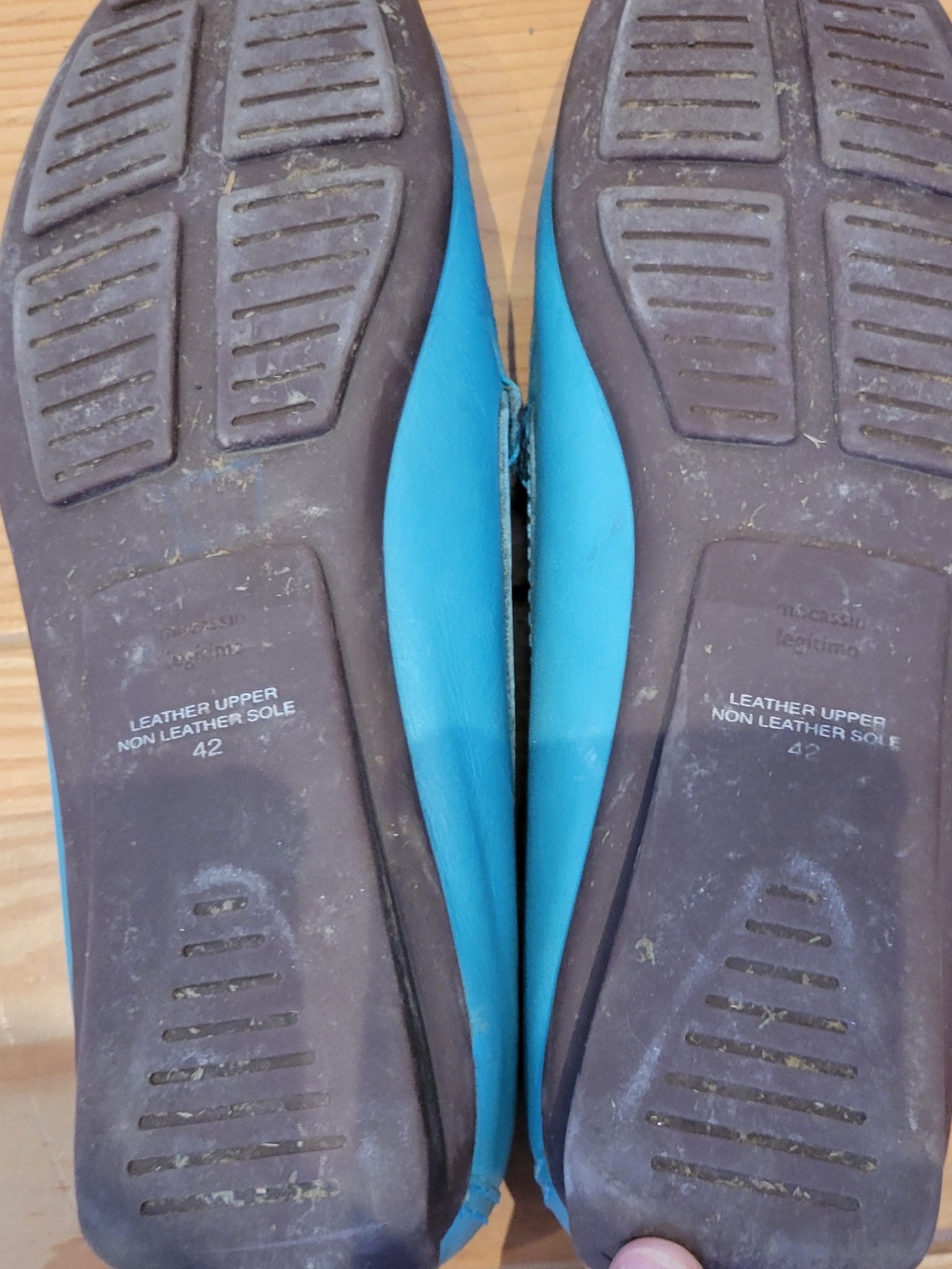 Ronsports- Women's Teal Perforated Leather Loafers - Picture 4 of 5